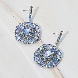 Flower Stone Cluster Drop Evening Earrings