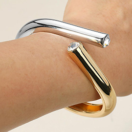 Stone Tip Hinged Bangle Bracelet