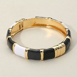 Enamel Bamboo Hinged Bangle Bracelet