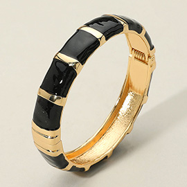 Enamel Bamboo Hinged Bangle Bracelet