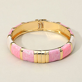 Enamel Bamboo Hinged Bangle Bracelet