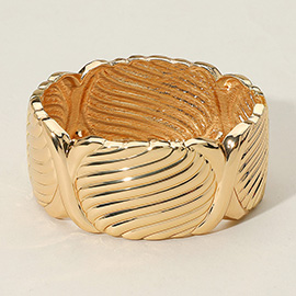 Textured Metal Hinged Bangle Bracelet