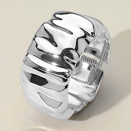 Hammered Metal Hinged Bangle Bracelet