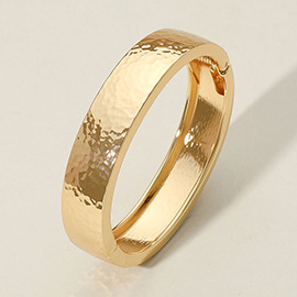 Hammered Metal Hinged Bangle Bracelet
