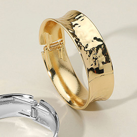 Hammered Metal Hinged Bangle Bracelet