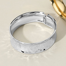 Hammered Metal Hinged Bangle Bracelet