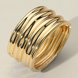 Textured Metal Hinged Bangle Bracelet