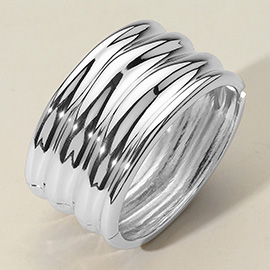 Textured Metal Hinged Bangle Bracelet