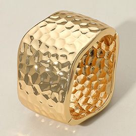 Hammered Metal Wide Hinged Bangle Bracelet