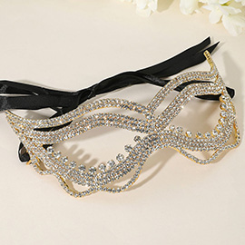 Rhinestone Pave Cat Eye Masquerade Mask