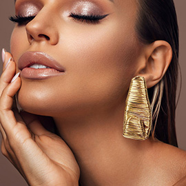Bold Metal Wire Wrapped Sculptural Drop Statement Earrings