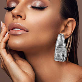 Bold Metal Wire Wrapped Sculptural Drop Statement Earrings