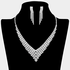 Rhinestone Paved V Shaped Necklace