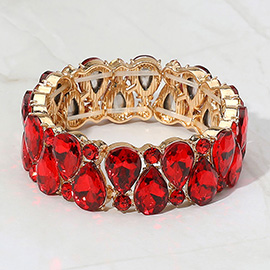 Teardrop Stone Cluster Beaded Stretch Evening Bracelet