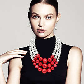 Chunky Pearl Triple Layered Strand Necklace