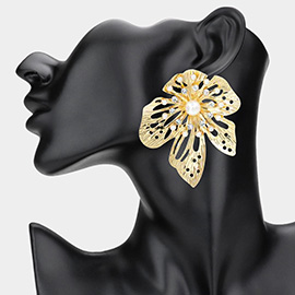 Pearl Stone Cluster Bud Flower Earrings