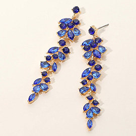 Marquise Round Stone Cluster Embellished Dropdown Evening Earrings