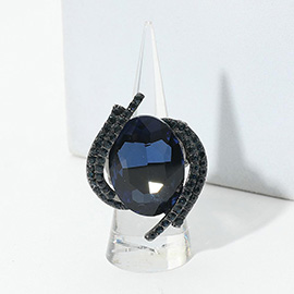 Oval Crystal Centered Stretch Ring