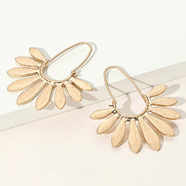 Worn Metal Fan Hoop Earrings