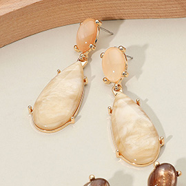 Marbled Resin Long Teardrop Dangle Earrings