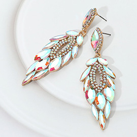 Marquise Stone Cluster Embellished Dangle Evening Earrings