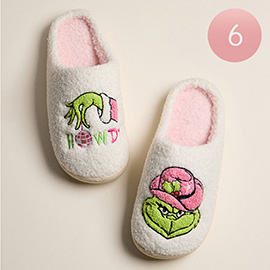 6Pairs - Howdy Western Green Monster  Holiday Indoor Slippers