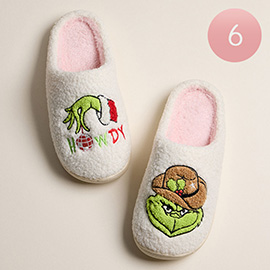 6Pairs - Howdy Western Green Monster Holiday Indoor Slippers
