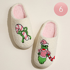 6Pairs - Green Monster Holiday Indoor Slippers