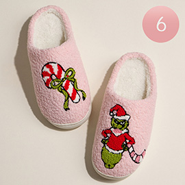 6Pairs - Green Monster Holiday Indoor Slippers