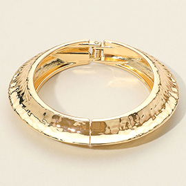 Hammered Metal Hinged Bangle Bracelet