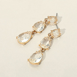 Double Teardrop Stone Cluster Link Drop Evening Earrings