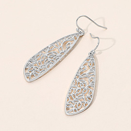 Metal Filigree Teardrop Dangle Earrings
