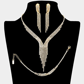 Rhinestone Paved Fringe Jewelry Set
