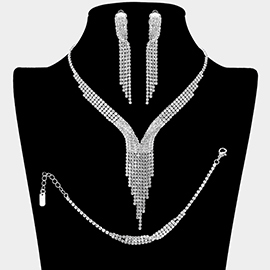 Rhinestone Paved Fringe Jewelry Set