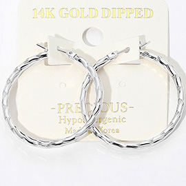 14K Gold Dipped Hypoallergenic Twisted Hoop Pin Catch Earrings