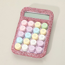 Colorful Round Keys Rhinestone Studded Electronic Calculator