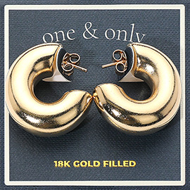 18K Gold Filled Thick Curved Hoop Earrings