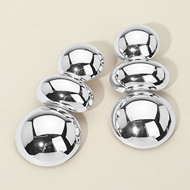 Oversized Metal Dome Pebble Link Drop Earrings