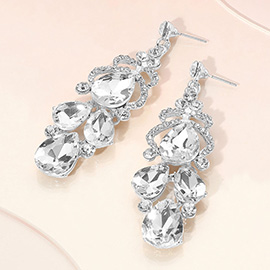 Teardrop Stone Custer Chandelier Drop Dangle Earrings