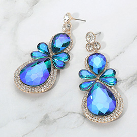 Teardrop Accented Dangle Evening Earrings