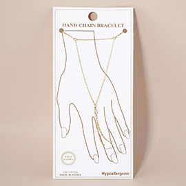 Gold Dipped Marquise CZ Stone Bezel Chain Hand Chain Bracelet