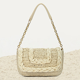 Braided Hand Woven Shoulder Flap Bag