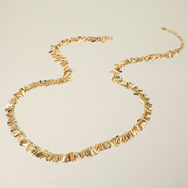 Metal Rectangular Plate Embellished Chain Long Necklace