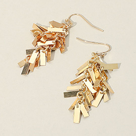 Metal Rectangular Plate Embellished Drop Dangle Earrings