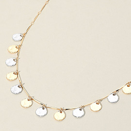 Hammered Disc Charm Station Necklace