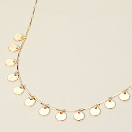 Hammered Disc Charm Station Necklace