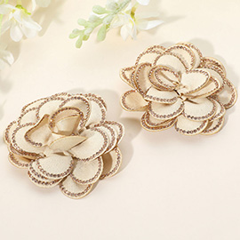 Elegant Rhinestone Rim Fabric Flower Clip On Accessory