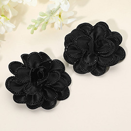 Elegant Rhinestone Rim Fabric Flower Clip On Accessory