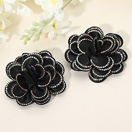 Elegant Rhinestone Rim Fabric Flower Clip On Accessory