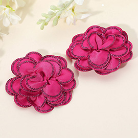 Elegant Rhinestone Rim Fabric Flower Clip On Accessory